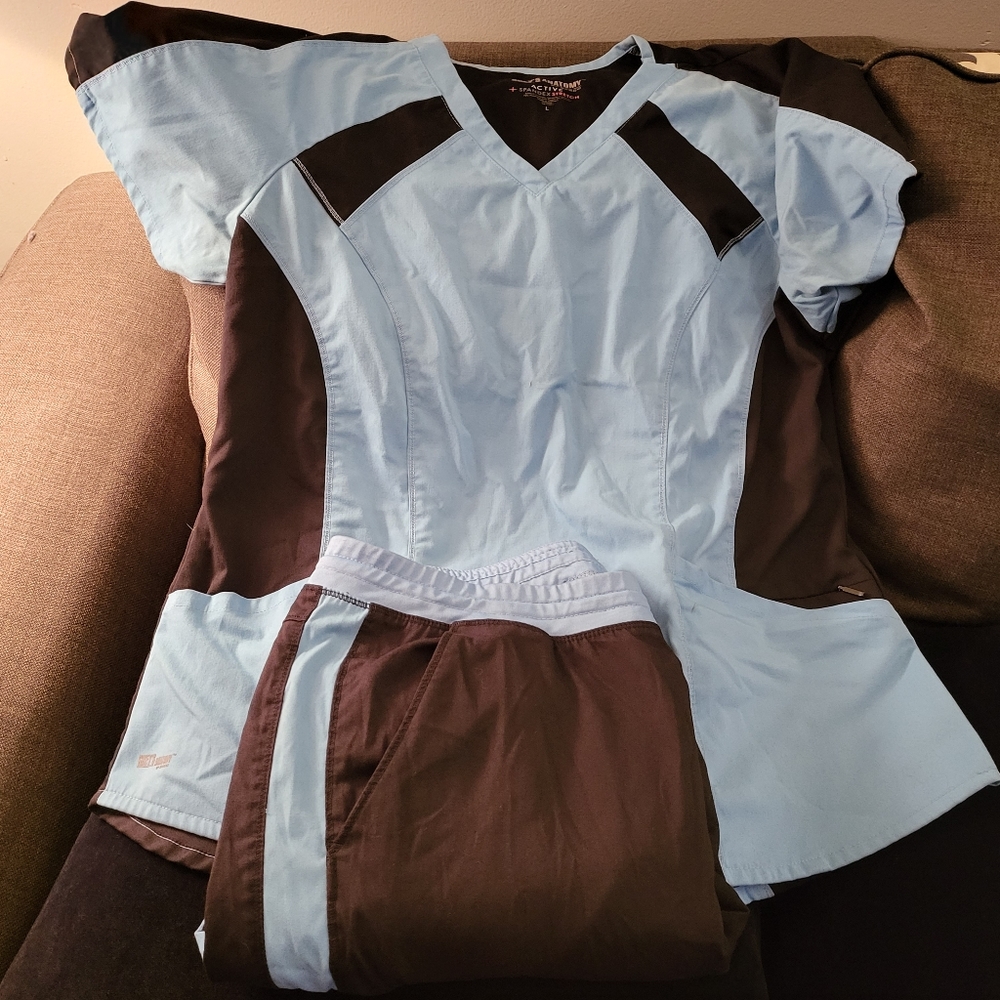 Grey's Anatomy scrub set ceil blue and black color large pants and large top